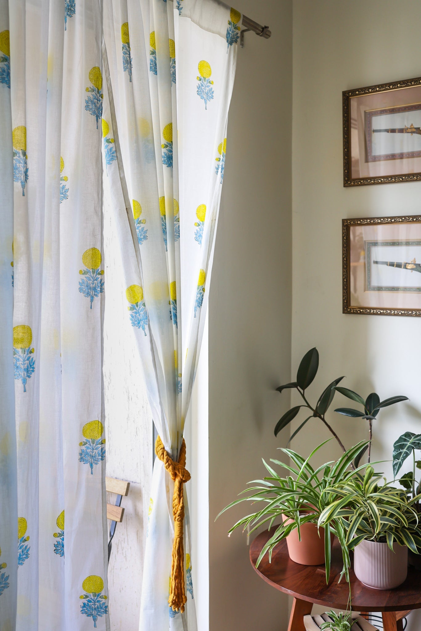 Yellow marigold sheer curtain - Light weight curtains - Sold individually