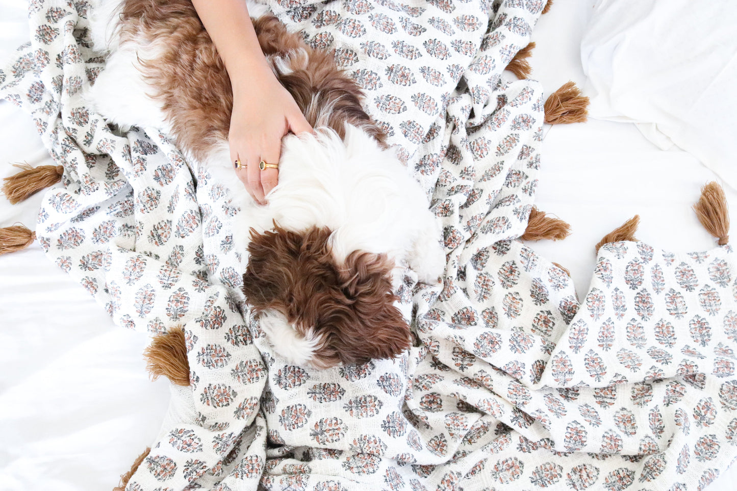 Printed cotton throw blanket - Rust and grey Handloom Cotton throws - sofa throw with tassels - 55x70 inches