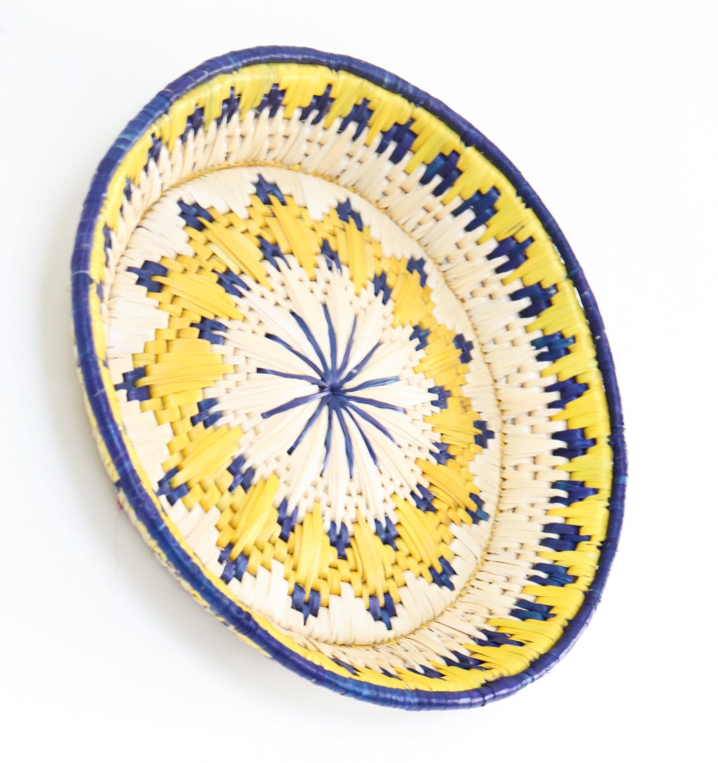 Yellow Decorative wall basket - Moonj grass basket - Wall basket for decor - Handwoven grass basket