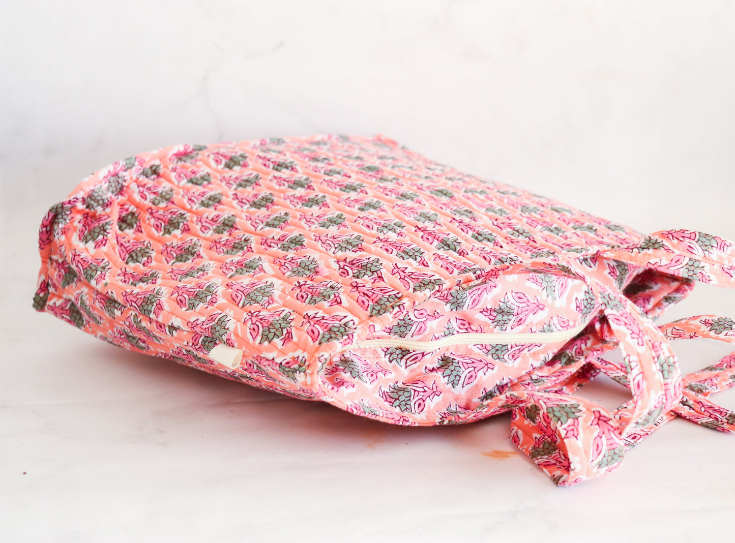 Block print tote bag - Boho quilted women's bags - shopping bag - Women's handbag - Blue