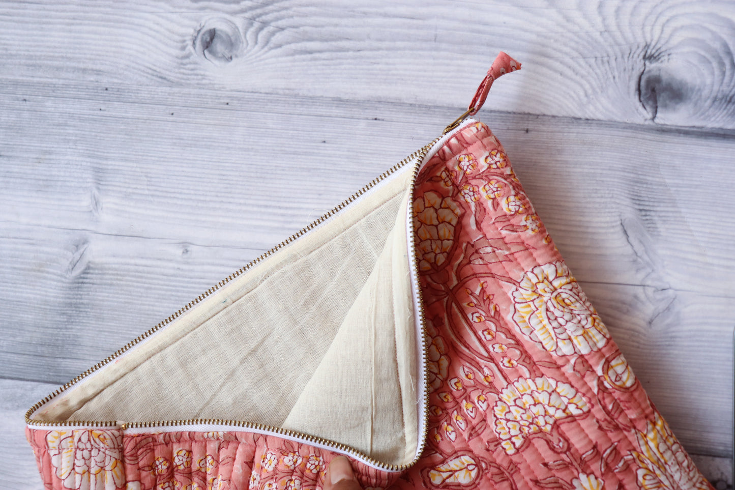 Block print Laptop sleeves - Laptop cover - Peach floral - 13 inch, 14 inch & 15 inch