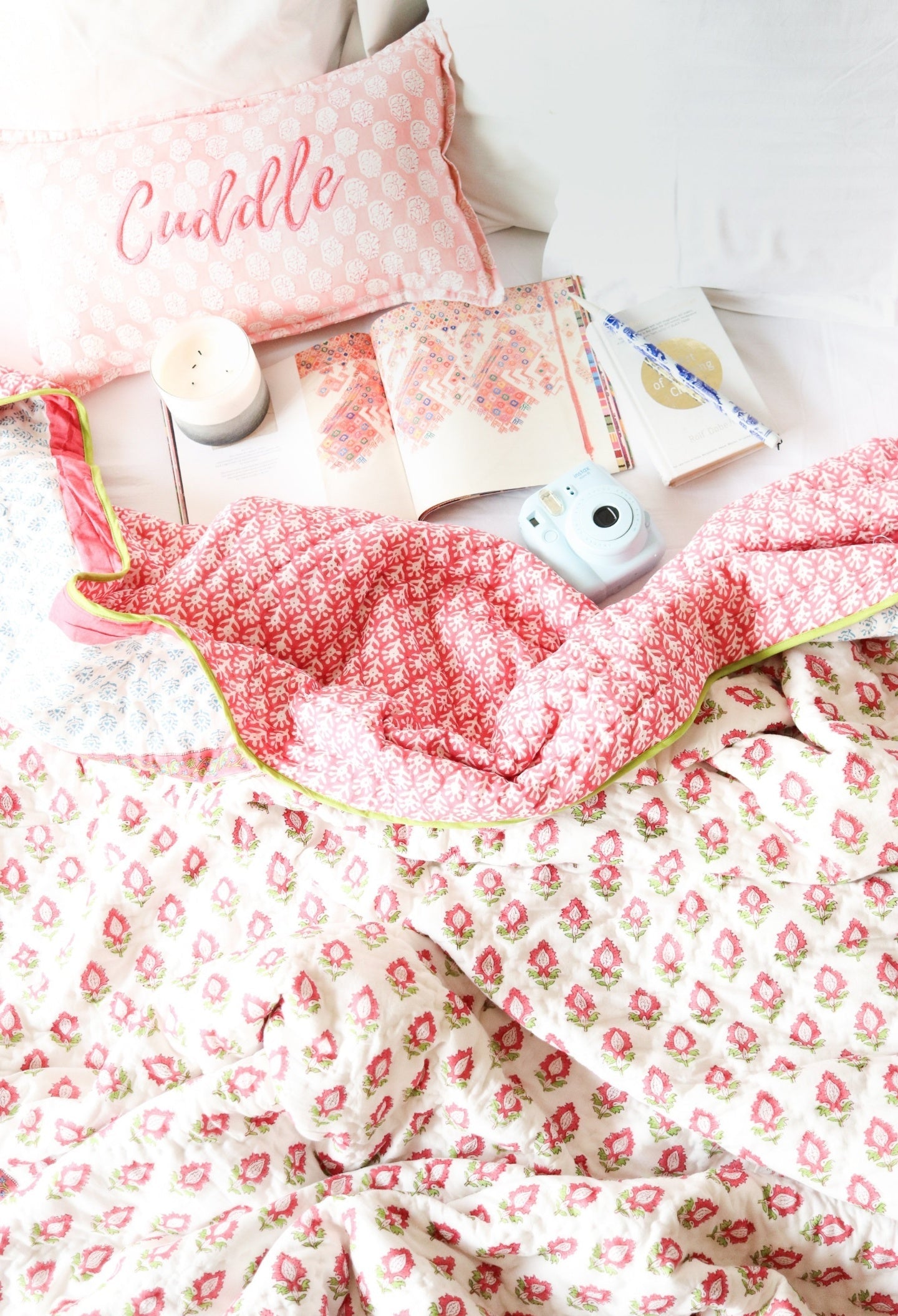 Boho Pink quilt - Pink and turquoise AC quilt - Single, Queen, King size