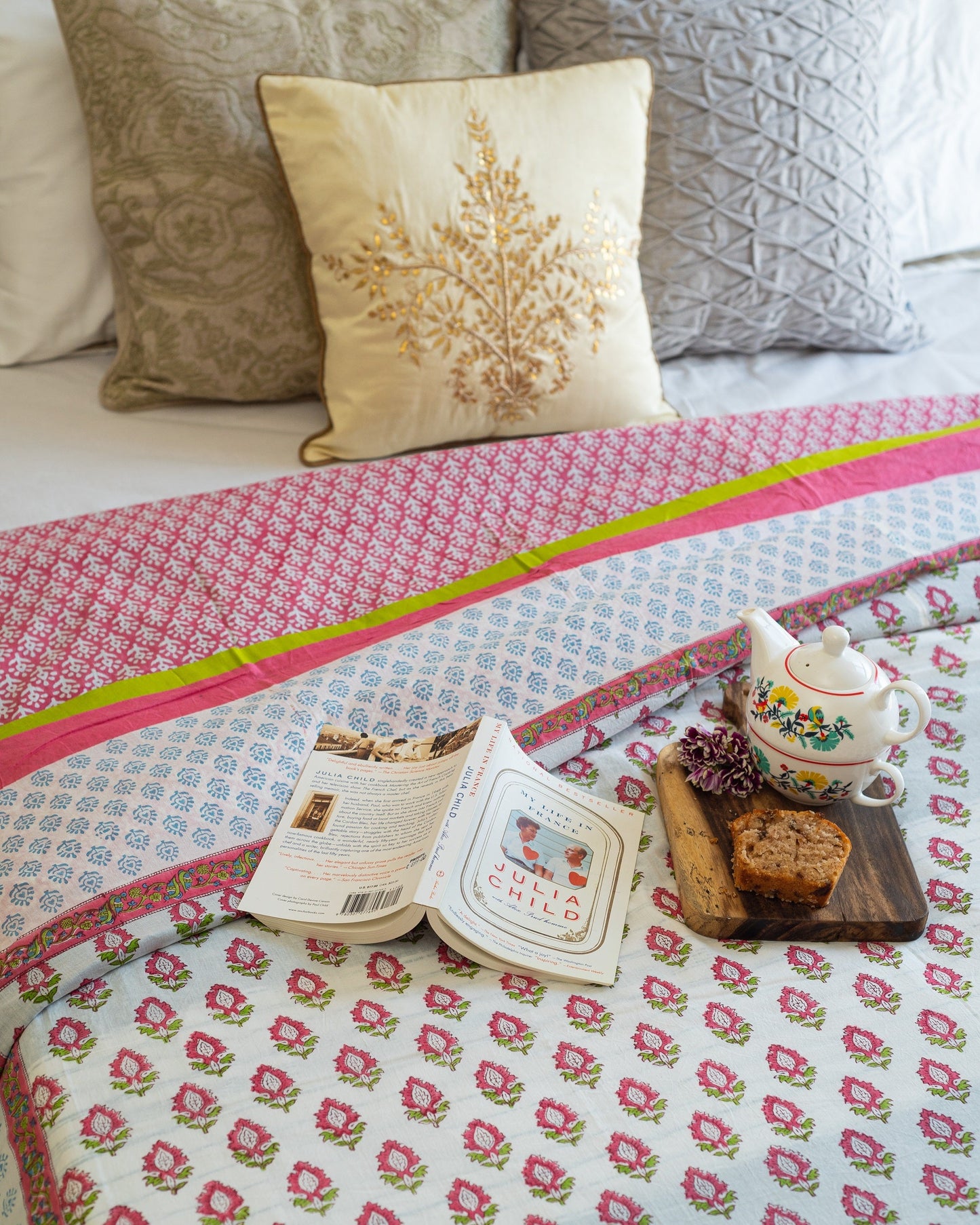 Pink quilt cover - Block print Duvet cover - Quilt cover - Razai cover - Queen & Twin