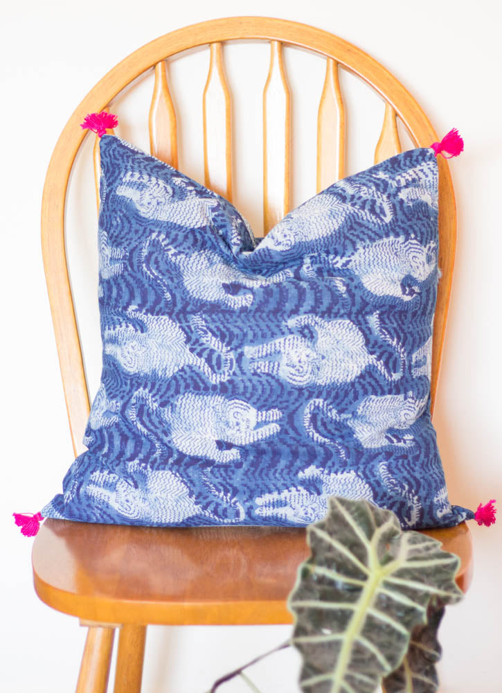 Tiger print Block print decorative cushion covers - 16x16 inches,18x18 inches, 20x20 inches