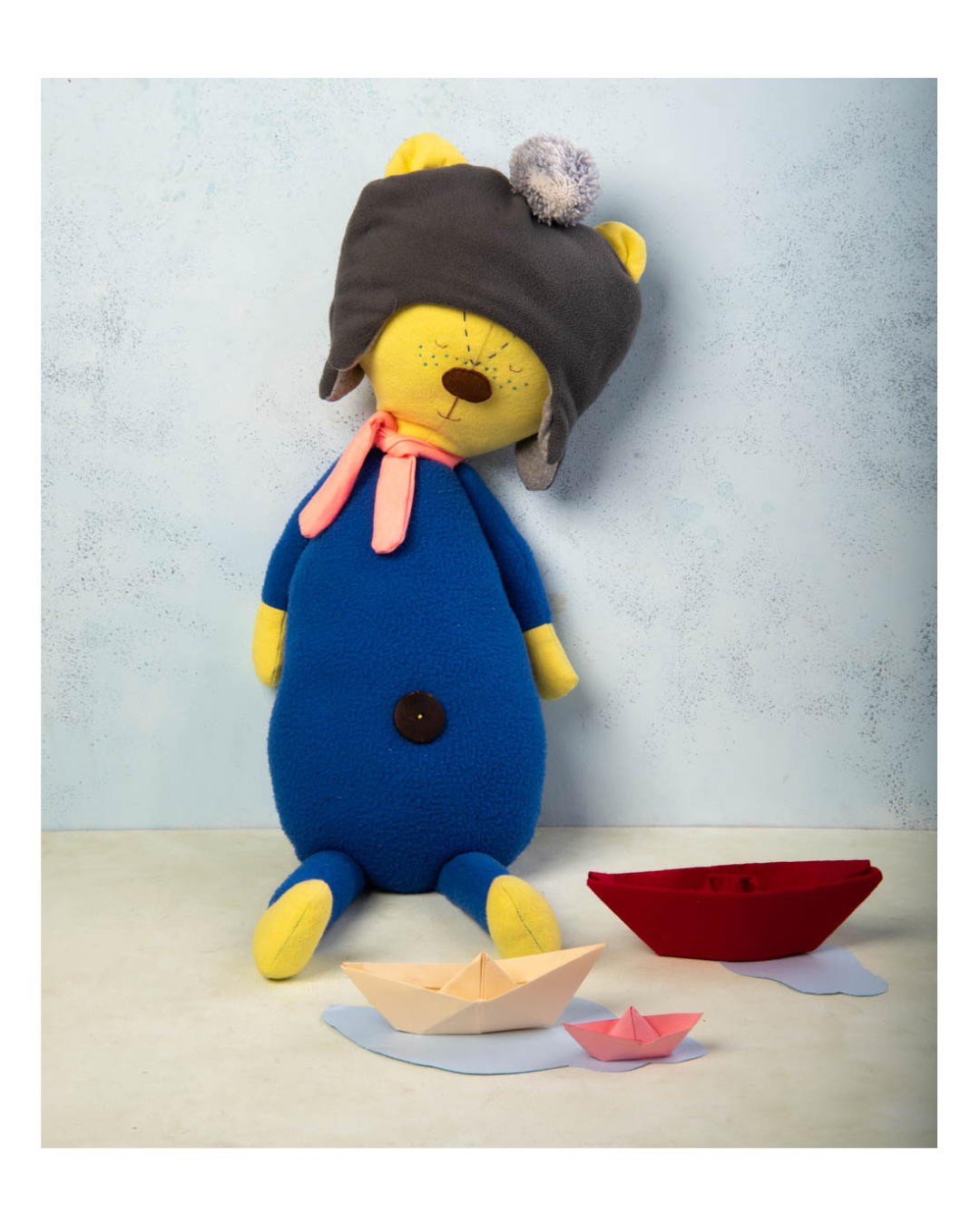 Bo the bear - Fabric doll by Pookies - Handmade stuffed toy