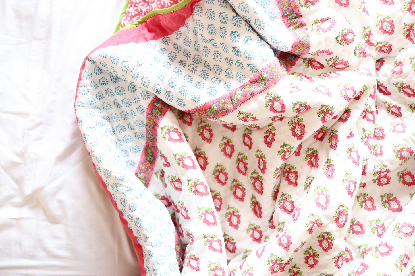 Boho Pink quilt - Pink and turquoise AC quilt - Single, Queen, King size