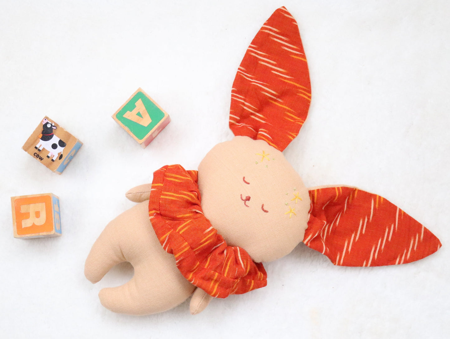 Handmade dolls - Handmade Ikat bunny - Fabric dolls for kids - Hand embroidered stuffed toy