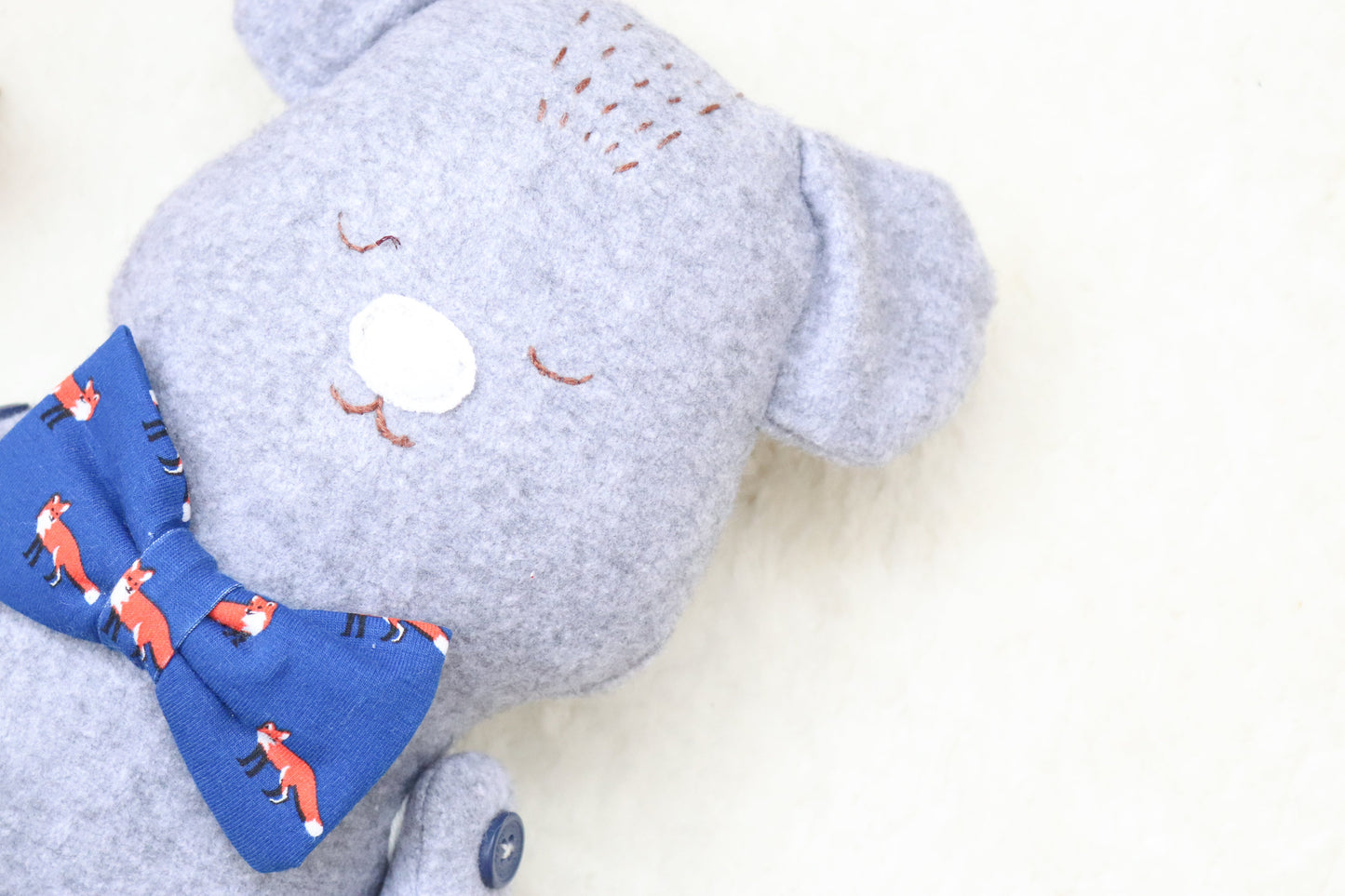 Handmade dolls - Handmade Blue bear - Fabric dolls for kids - Hand embroidered stuffed toy