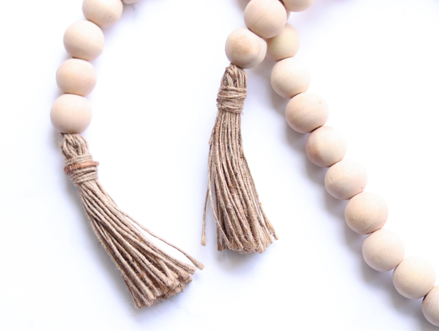 Wood bead garland  - Wooden beads garland - 40 inches with tassels