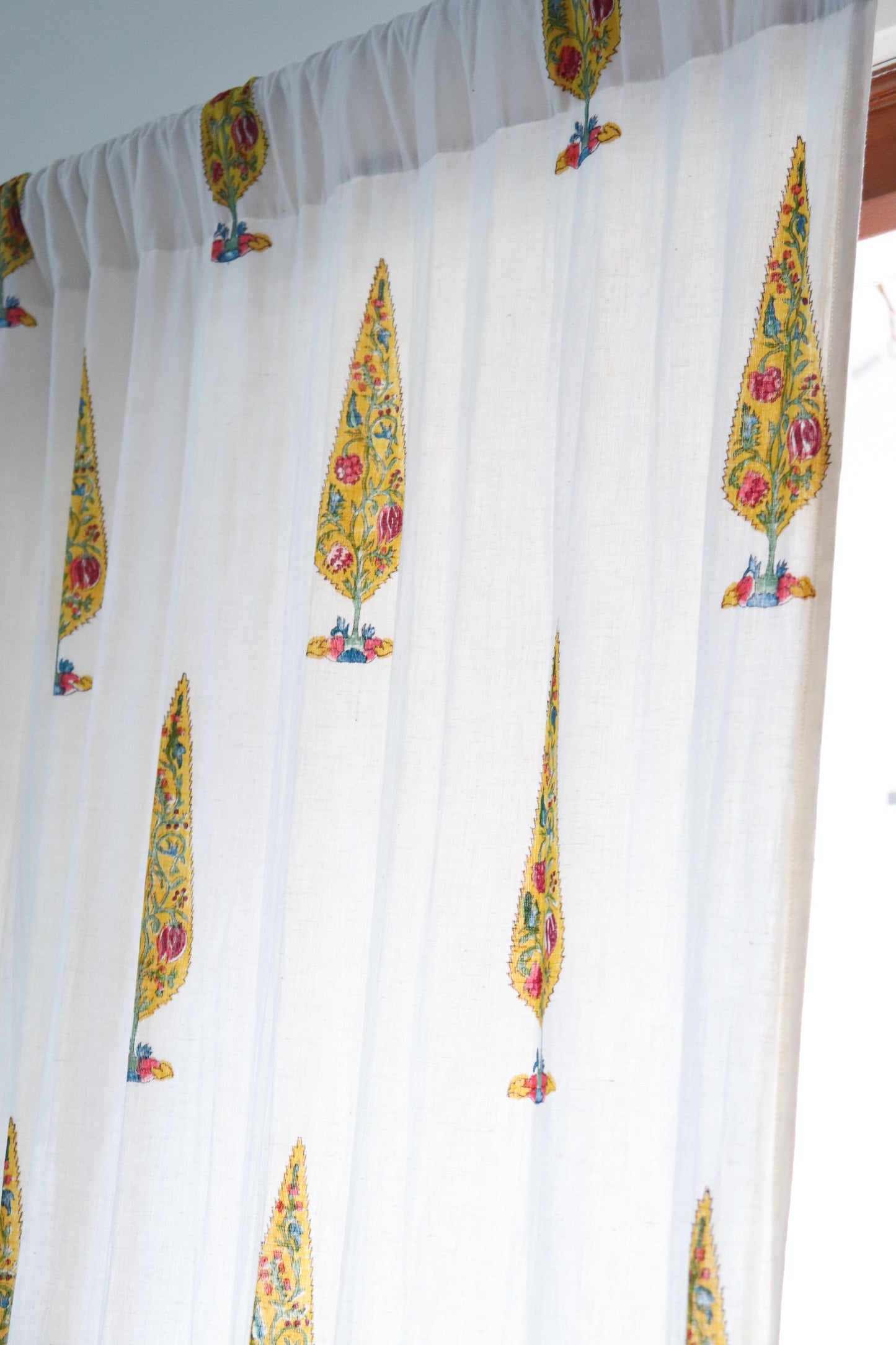 Yellow cypress tree curtains with lining - Cotton Linen - Sold individually