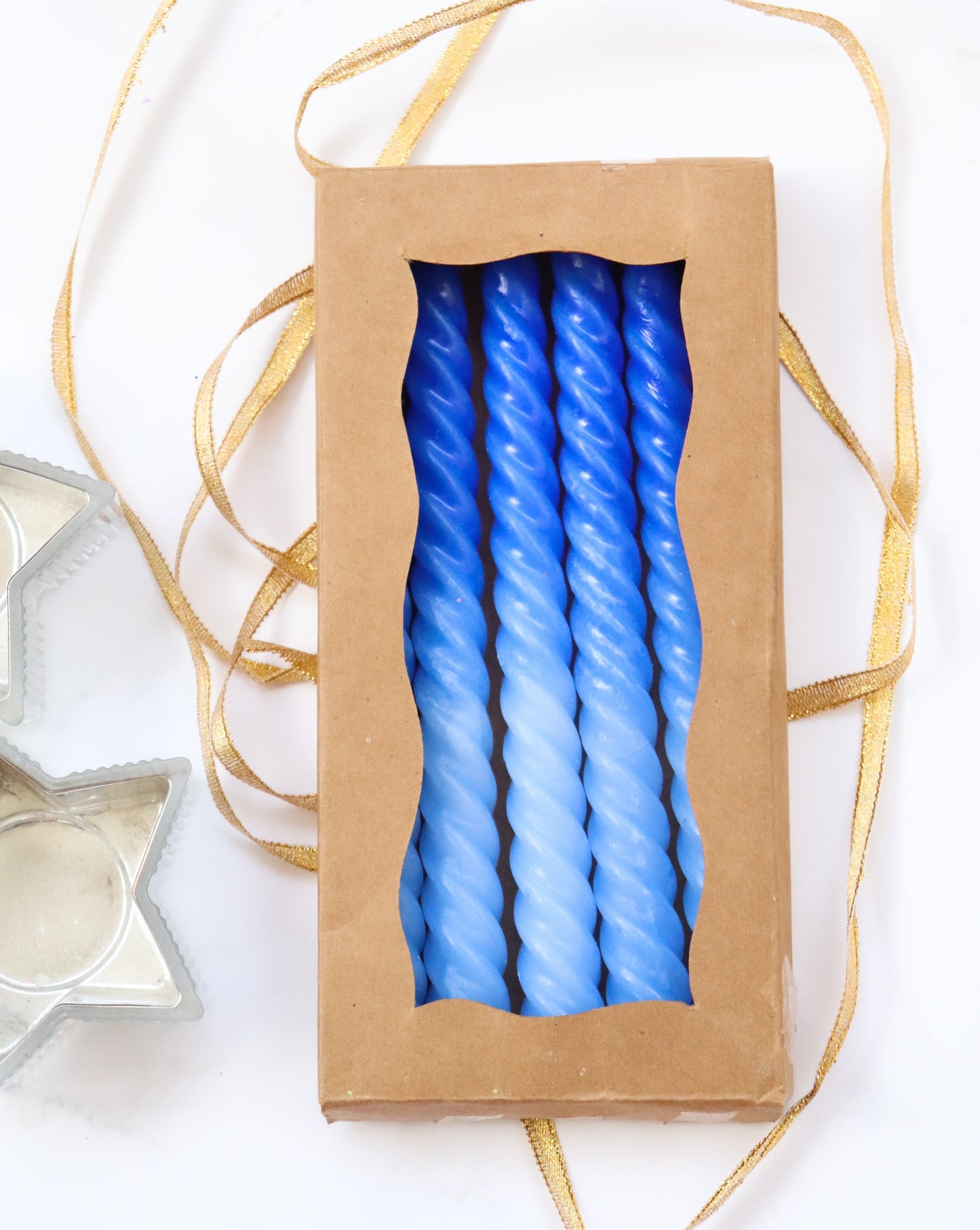 Twisted Candles - Dip dyed candles - Blue tapered candles
