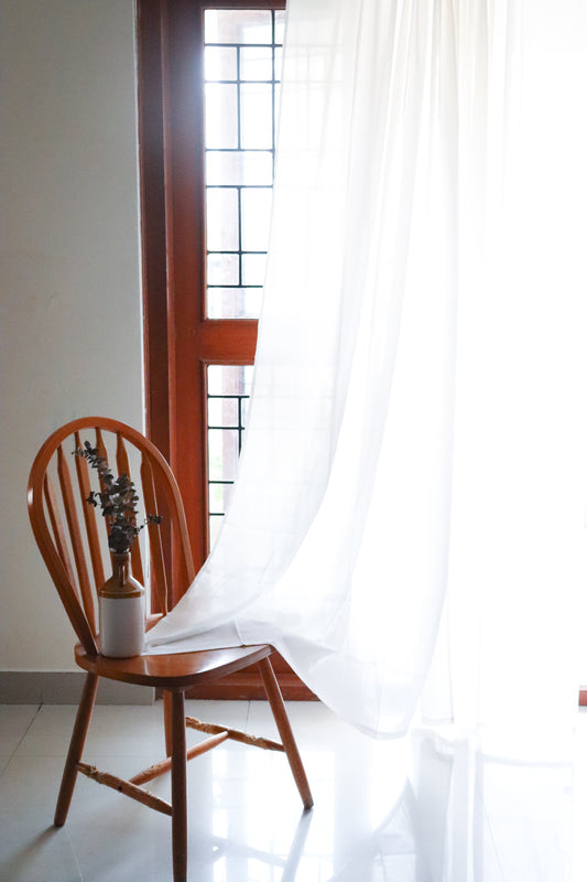 Solid white sheer curtains - Plain voile curtains - Sold individually