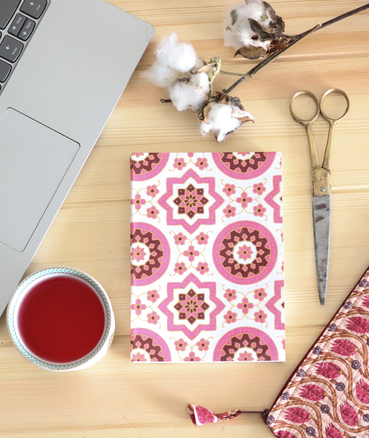 Block print paper notebook - Recycled paper Journal - Soft bound journal 4 x 6 inches