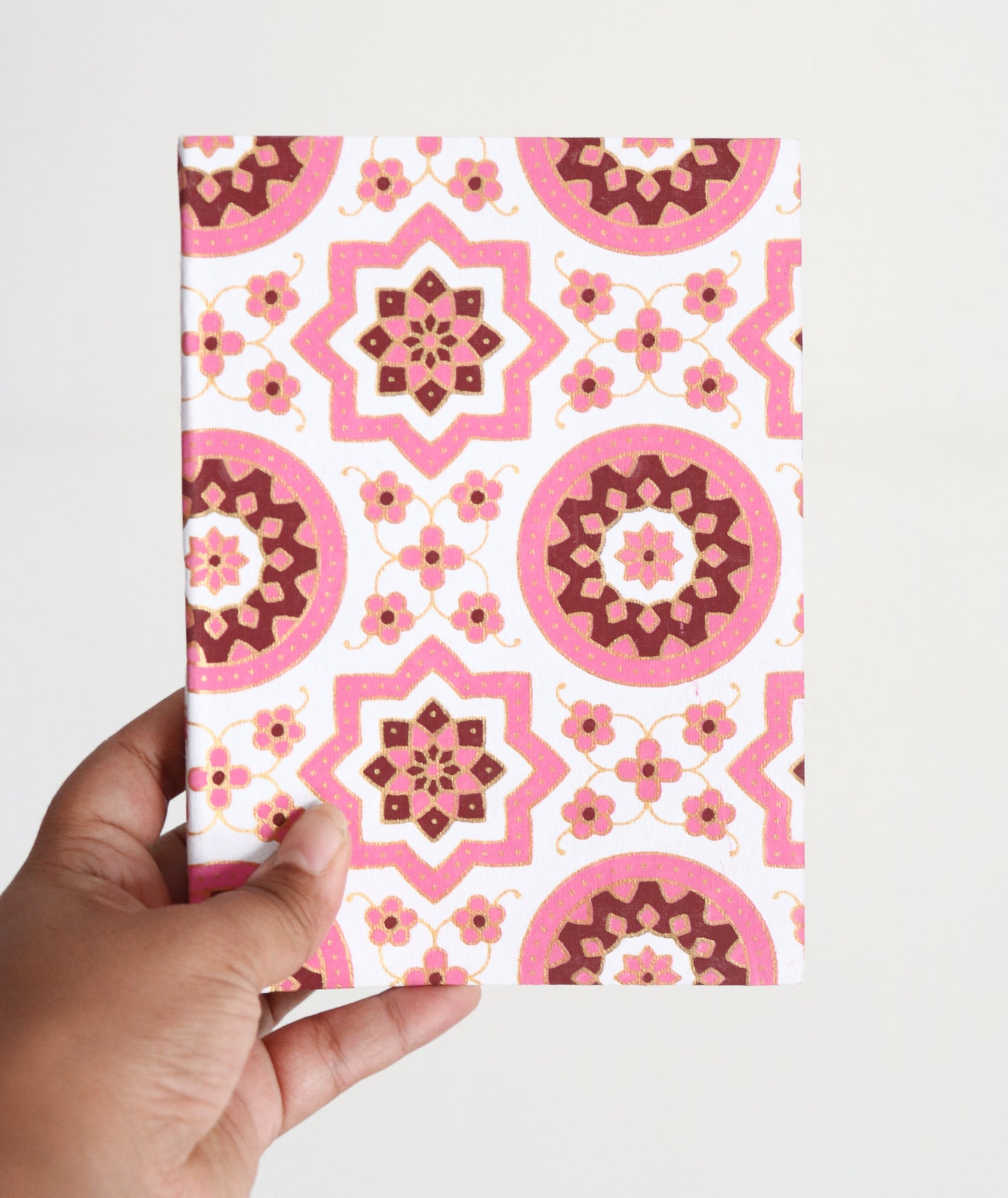 Block print paper notebook - Recycled paper Journal - Soft bound journal 4 x 6 inches