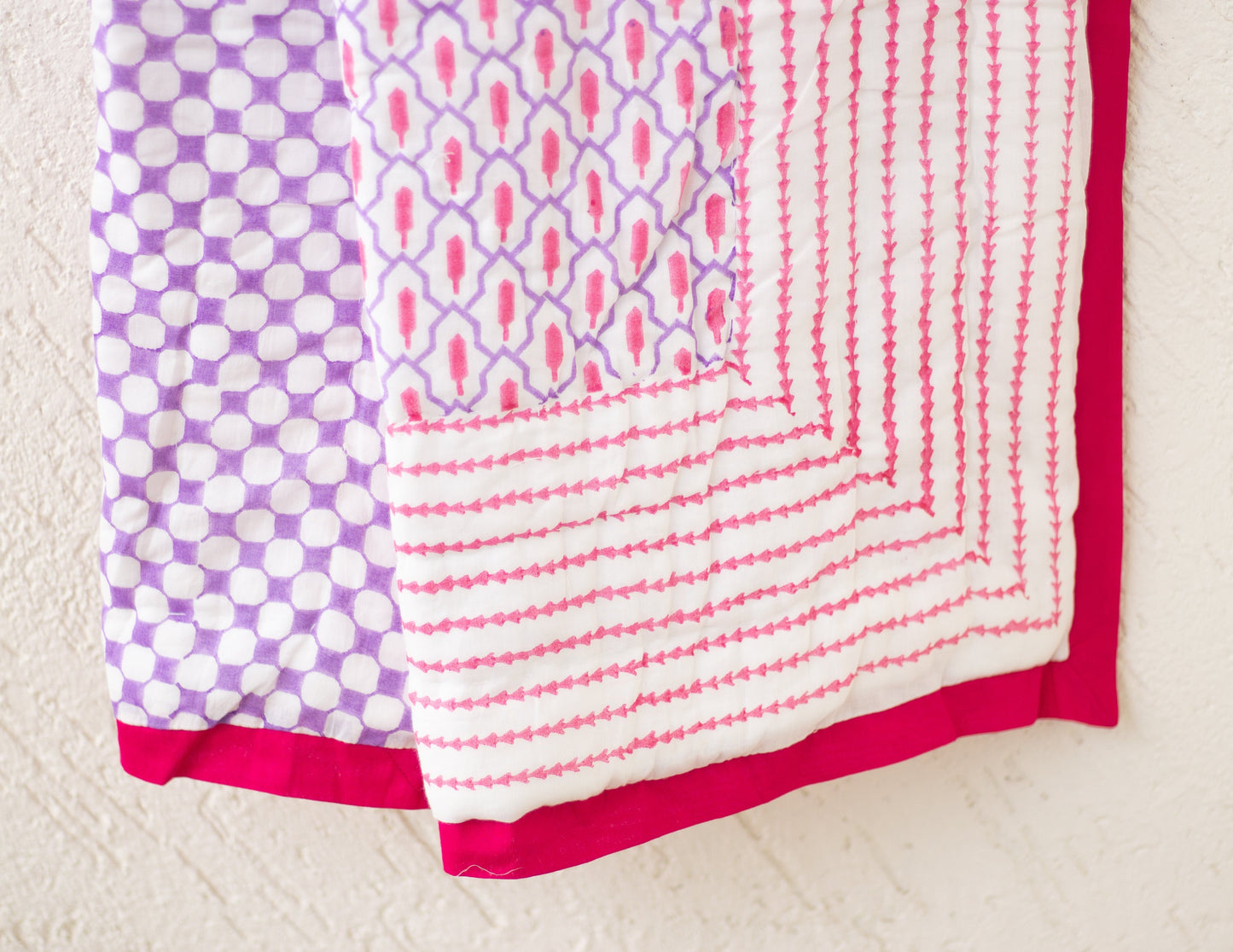 Geometric baby quilt -  Purple and Pink quilt - Baby size - 36x48 inches