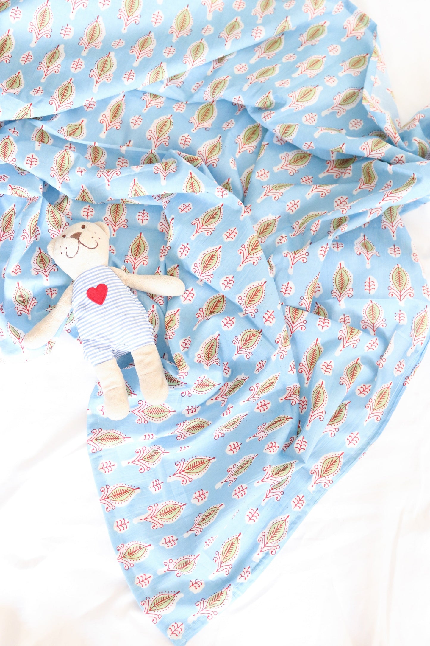 Baby swaddle wrap - baby sheets - 38x38 inches - Cotton sheets for baby - Light blue booti