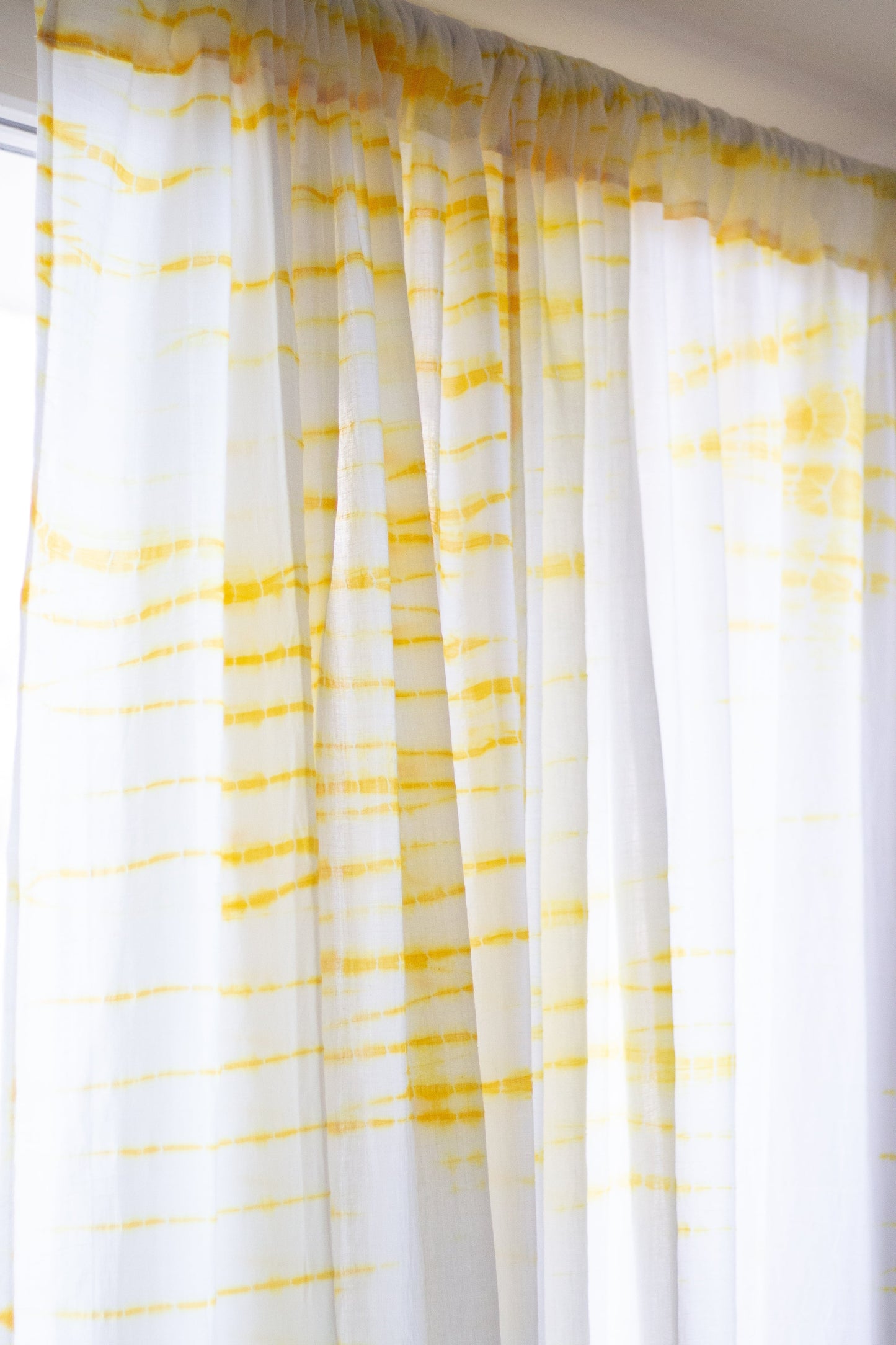 Yellow shibori tie and dye curtains - sheer curtains - Sold individually